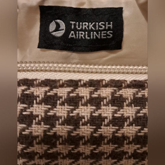 Hackett London Turkish Airline Neutral Houndstooth Cosmetic Makeup Travel Pouch - Picture 7 of 7